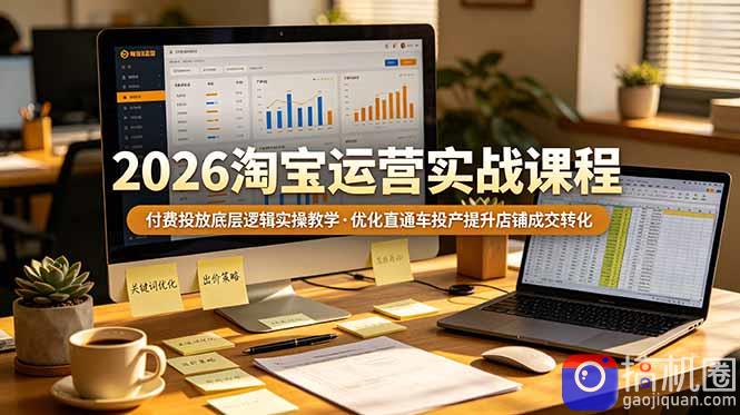 2026 淘宝运营实战课程，付费投放底层逻辑实操教学，优化直通车投产提升店铺成交转化