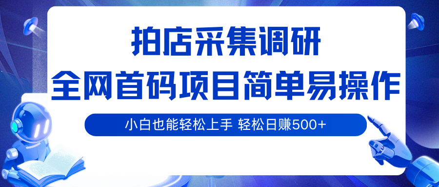 拍店采集调研，全网首码项目，简单易操作， 小白也能轻松上手，轻松日赚500 