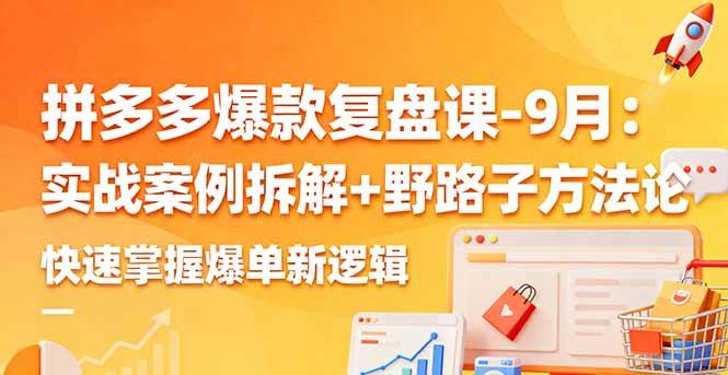 （16176期）拼多多爆款复盘课-9月：实战案例拆解 野路子方法论，快速掌握爆单新逻辑
