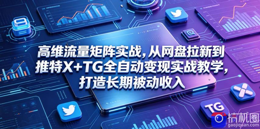 高维流量矩阵实战，从网盘拉新到推特X TG全自动变现实战教学，打造长期被动收入
