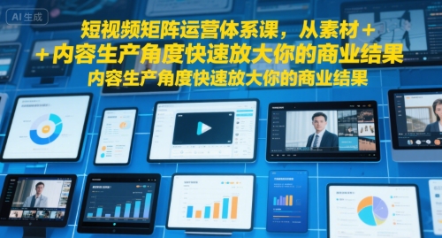 短视频矩阵运营体系课，从素材 内容生产角度快速放大你的商业结果