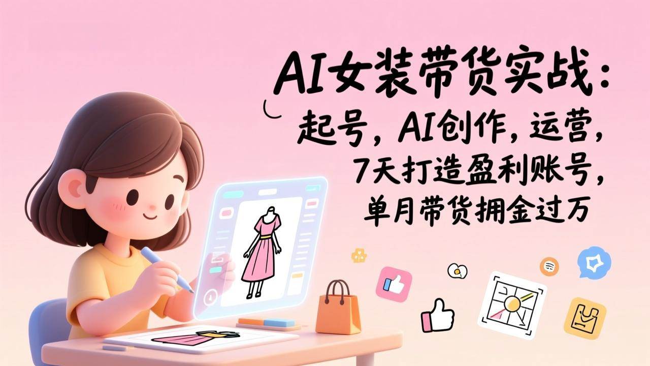 (17117期)AI女装带货实战班(更新):起号,AI创作,运营,7天打造盈利账号,单月带货佣金过万