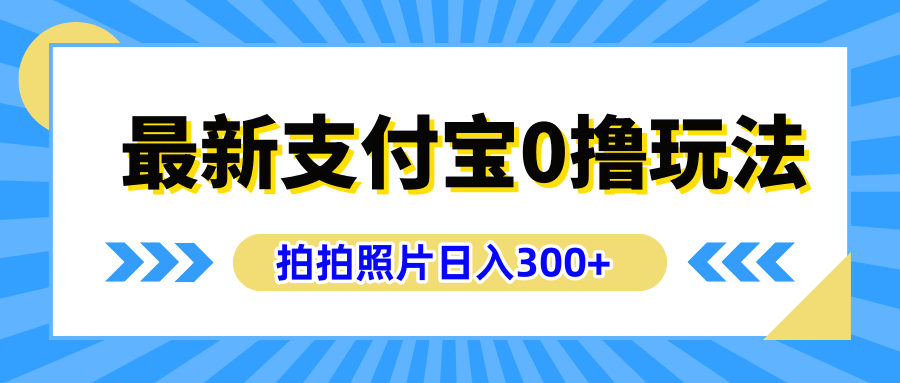 最新支付宝0撸玩法，拍照轻松赚收益，日入300 ，有手机就能做