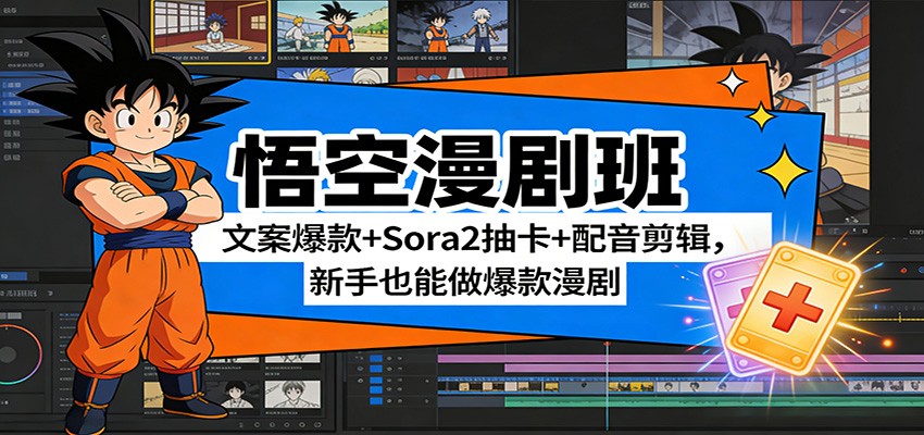 悟空漫剧班：文案爆款 Sora2抽卡 配音剪辑，新手也能做爆款漫剧
