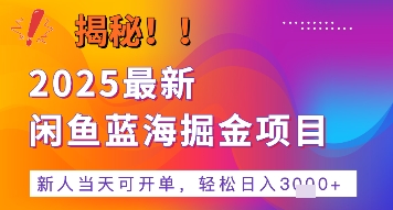 2025最新闲鱼蓝海掘金项目，新人当天可开单，轻松日入多张 的保姆级教程