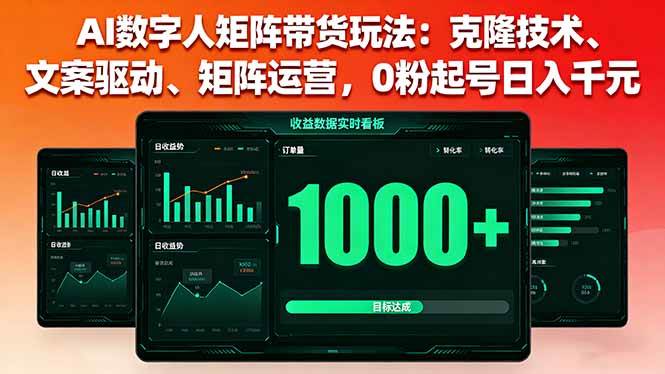 （16050期）AI数字人矩阵带货玩法：克隆技术、文案驱动、矩阵运营，0粉起号日入千元