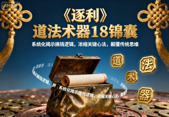 《逐利》道法术器18锦囊,系统化揭示搞钱逻辑,浓缩关键心法,颠覆传统思维
