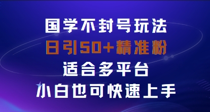 国学赛道不封号玩法,日引50 精准粉适合多平台,小白也可快速上手
