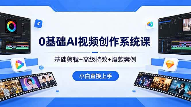 （18354期）0基础AI视频创作系统课，基础剪辑 高级特效 爆款案例，小白直接上手