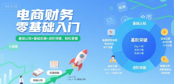 电商财务零基础入门，基础认知 基础实操 进阶突破，轻松掌握