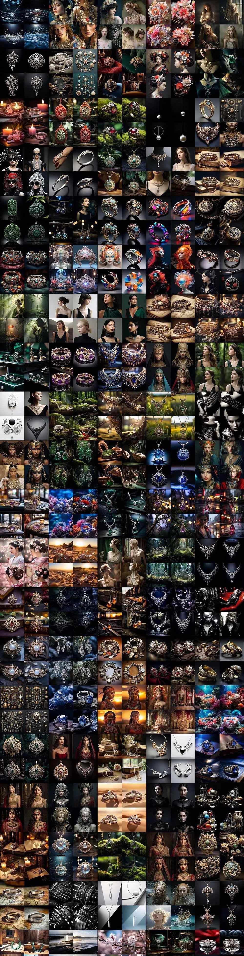 （17272期）460 专业Midjourney珠宝摄影AI提示词 成效果图，戒指/项链/耳环/手链/宝石/及奢侈配饰等全品类