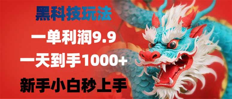 （14335期）黑科技玩法，一单利润9.9,一天到手1000 ，新手小白秒上手