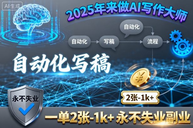 2025年来做AI写作大师，自动化写稿，一单2张-1k ，永不失业副业