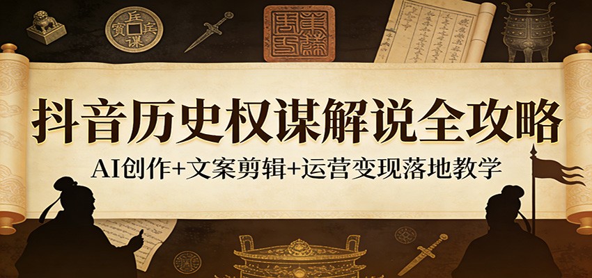抖音历史权谋解说全攻略：AI创作 文案剪辑 运营变现落地教学