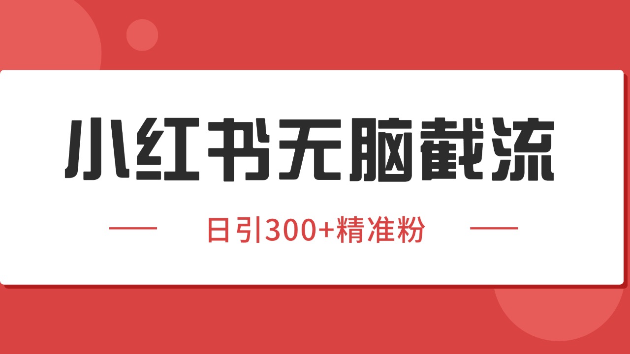 小红书截流同行客源，独家野路子获客玩法 日引200 暴力获客