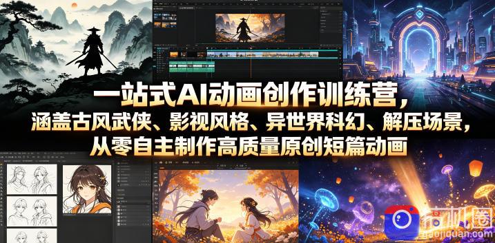 一站式AI动画创作训练营，涵盖古风武侠、影视风格、异世界科幻、解压场景，从零自主制作高质量原创短篇动画(更新)