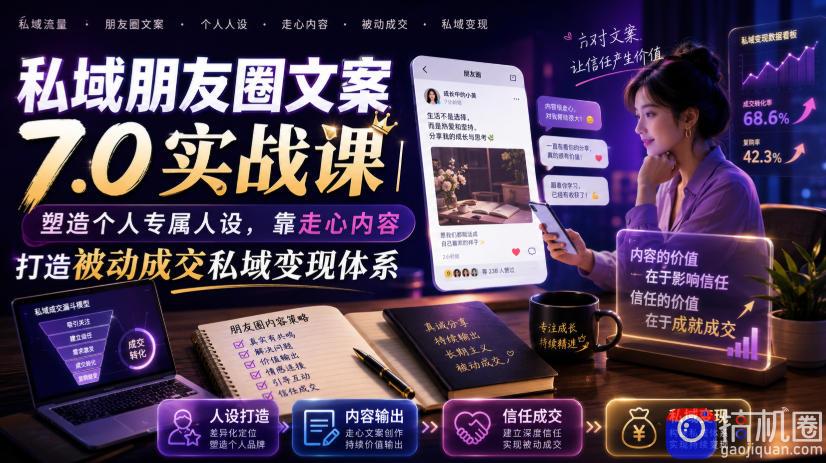 私域朋友圈文案7.0实战课|塑造个人专属人设,靠走心内容打造被动成交私域变现体系