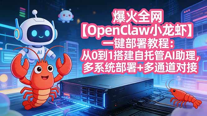 (17612期)爆火全网【OpenClaw 小龙虾】一键部署教程:从0到1搭建自托管AI助理,多系统部署 多通道对接