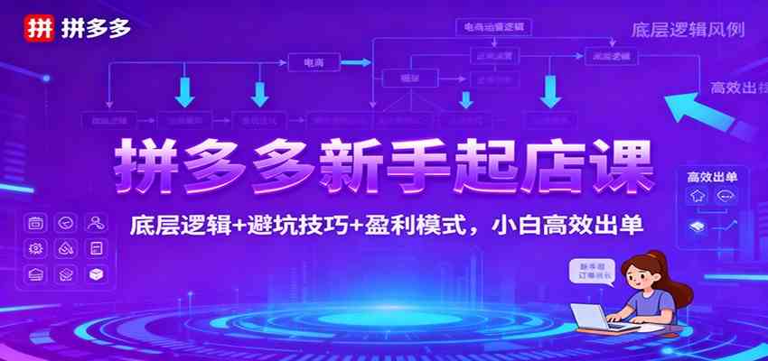 拼多多新手起店课:底层逻辑 避坑技巧 盈利模式,小白高效出单