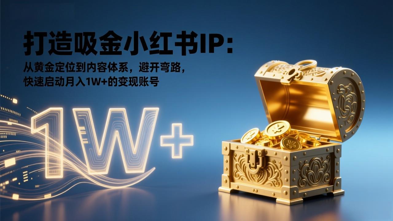 打造吸金小红书IP：从黄金定位到内容体系，避开弯路，快速启动月入1W 的变现账号