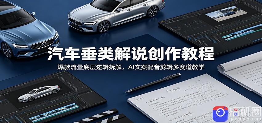 汽车垂类解说创作教程：爆款流量底层逻辑拆解，AI文案配音剪辑多赛道教学