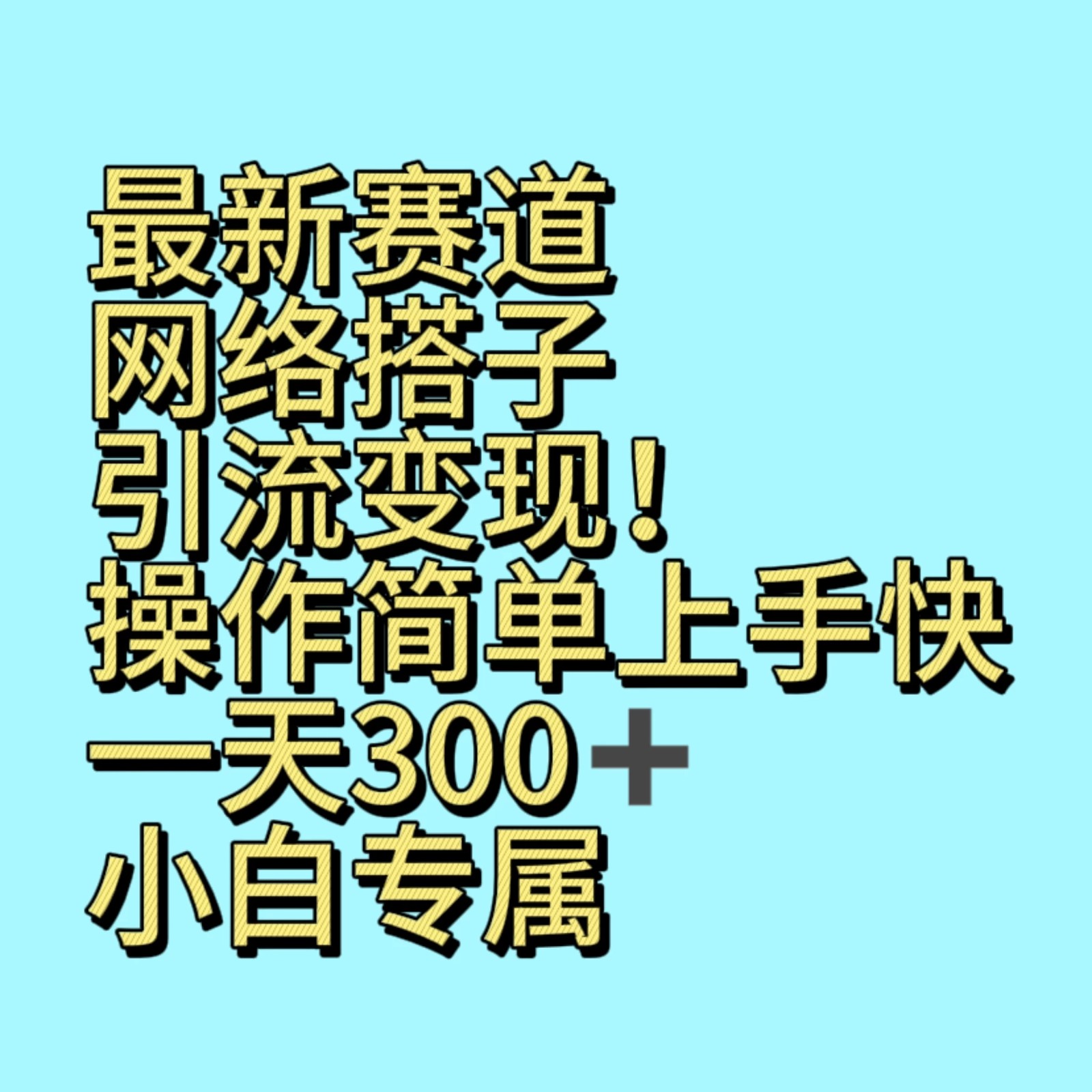 最新赛道网络搭子引流变现!!操作简单上手快，一天300 ，小白专属