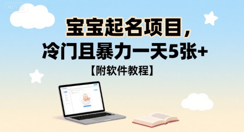 宝宝起名项目，冷门且暴力一天5张 【附软件教程】
