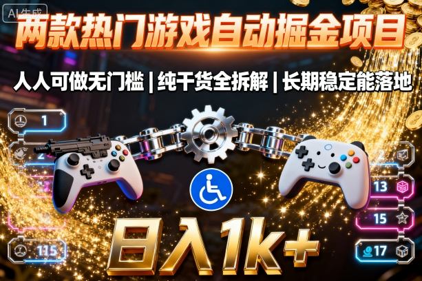 两款热门游戏自动掘金项目，人人可做无门槛，纯干货全拆解，长期稳定能落地，日入1k 【揭秘】