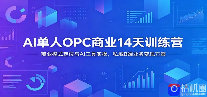AI单人OPC商业14天训练营：商业模式定位与AI工具实操，私域B端业务变现方案