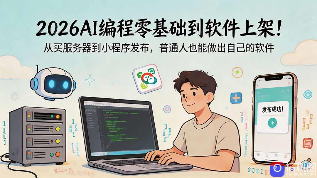 2026AI编程零基础到软件上架!从买服务器到小程序发布,普通人也能做出自己的软件