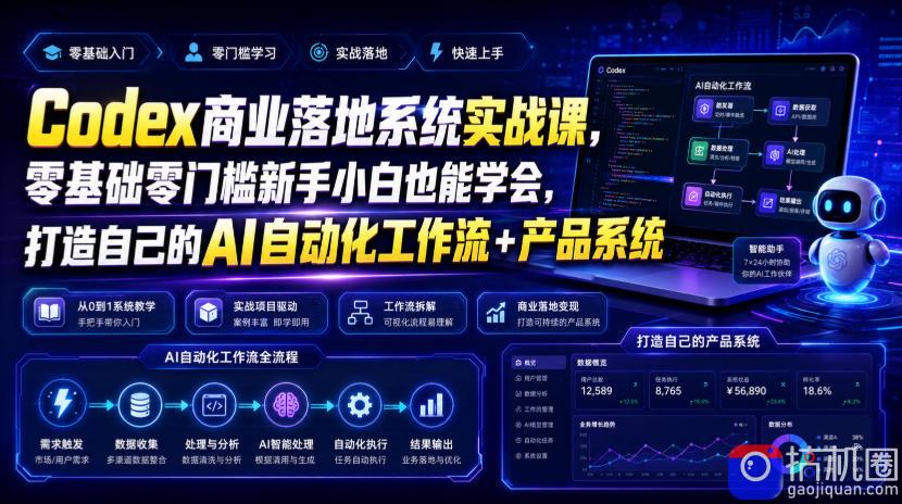 Codex商业落地系统实战课，零基础零门槛新手小白也能学会，打造自己的AI自动化工作流 产品系统