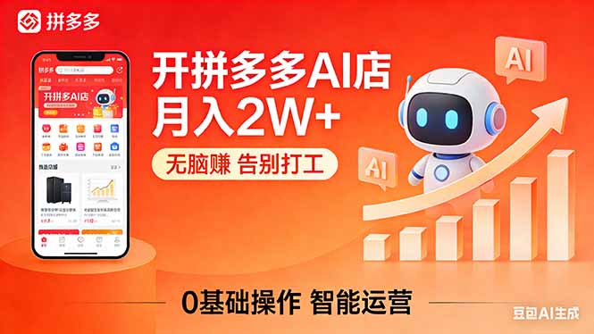 开一家拼多多AI店，月入2W ，无脑赚，告别打工，附SOP手册