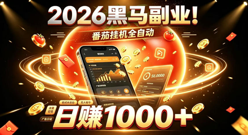 2026黑马副业!番茄挂G全自动日入1000 ,操作最简单、门槛最低的线上轻资产项目【揭秘】