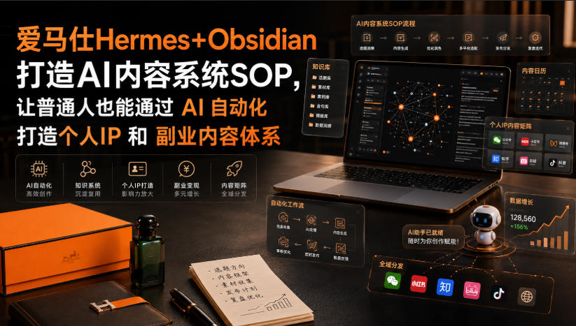 爱马仕Hermes Obsidian打造AI内容系统SOP,让普通人也能通过 AI 自动化打造个人IP 和 副业内容体系