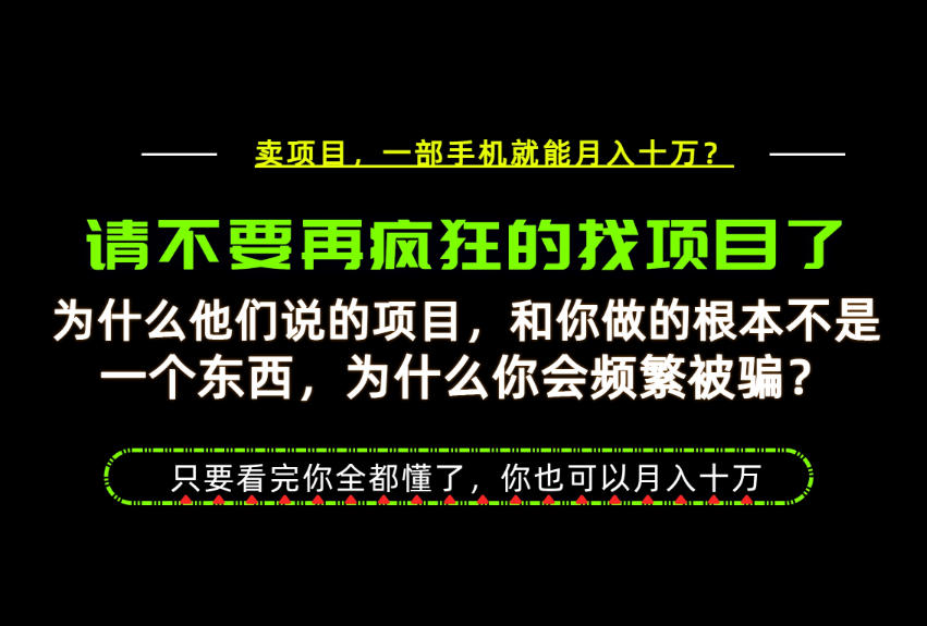 为什么做项目的人大多都是炮灰？为什么只有卖项目才能稳？看完你也可以月入10W 【揭秘】