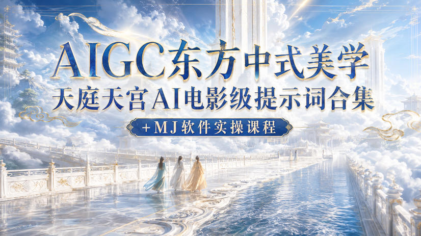 AIGC东方中式美学天庭天宫AI电影级提示词合集 MJ软件实操课程
