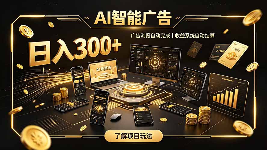 自研 AI 系统｜轻资产起步｜长期稳定收益｜宝妈 上班族轻轻松松日入300 