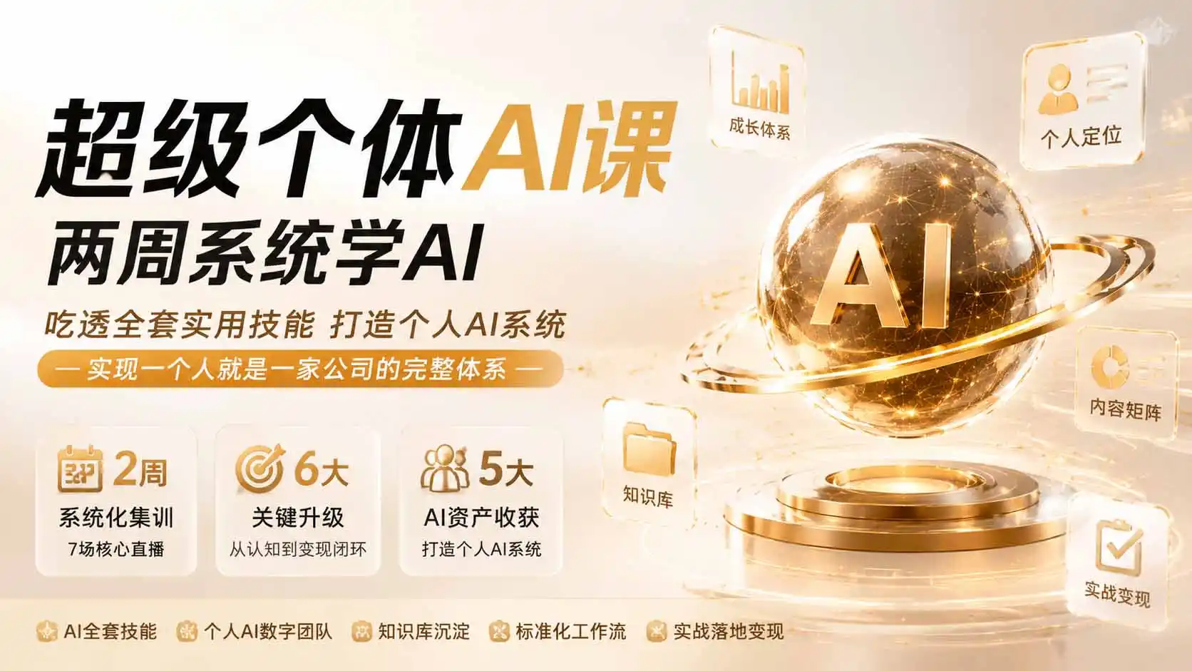 超级个体AI课 两周系统学AI;吃透全套实用技能打造个人AI系统,实现一个人就是一家公司的完整体系(更新0823