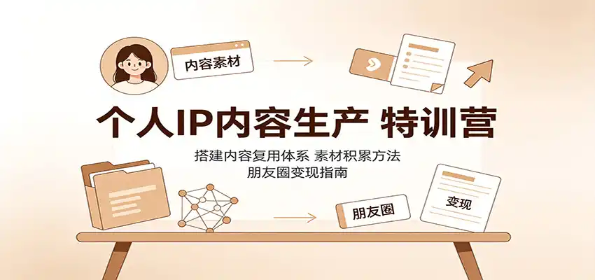 个人IP内容生产特训营:搭建内容复用体系,素材积累方法,朋友圈变现指南