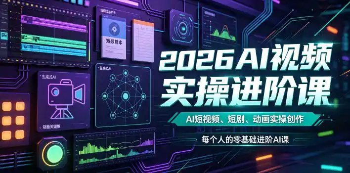 2026AI视频实操进阶课,AI短视频、短剧、动画实操创作,每个人的零基础进阶ai课(更新0825)