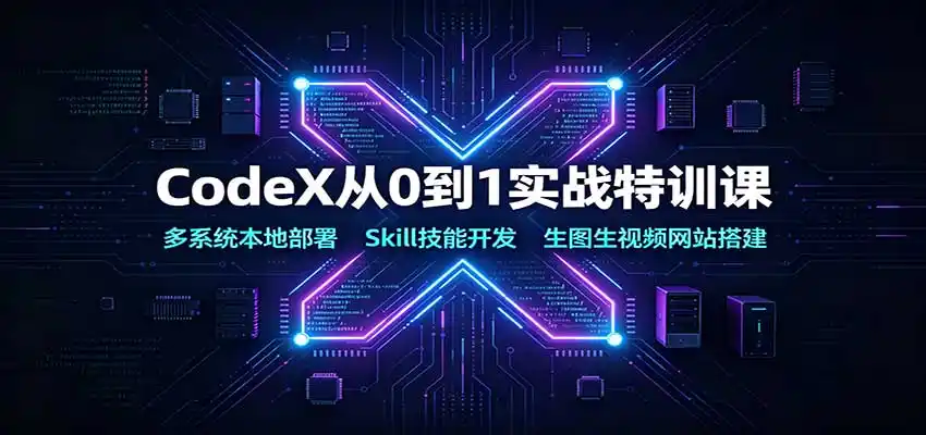 CodeX从0到1实战特训课:多系统本地部署,Skill技能开发,生图生视频网站搭建