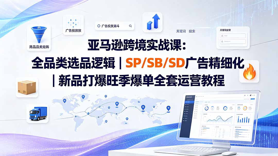 亚马逊跨境实战课-更新8月:全品类选品逻辑|SP/SB/SD广告精细化|新品打爆旺季爆单全套运营教程