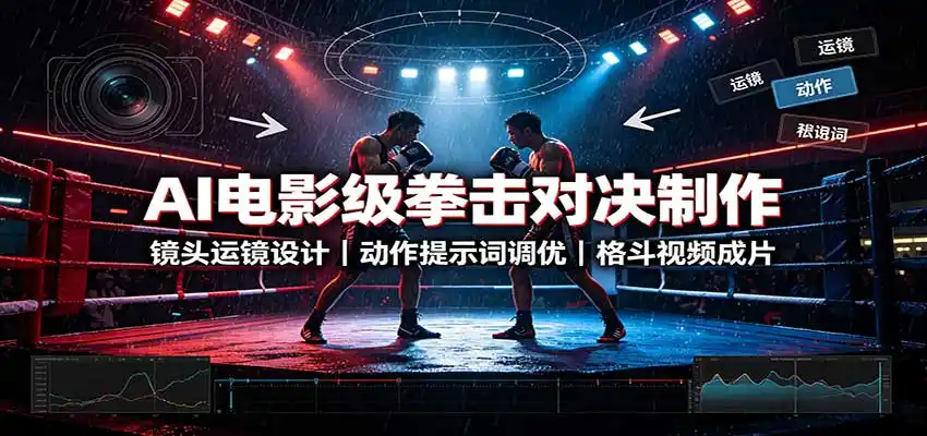 AI电影级拳击对决制作:镜头运镜设计,动作提示词调优,格斗视频成片