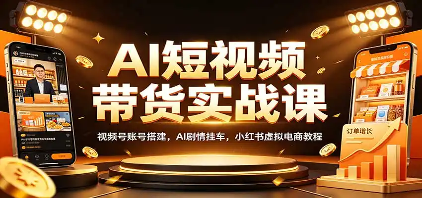 AI短视频带货实战课:视频号账号搭建,AI剧情挂车,小红书虚拟电商教程