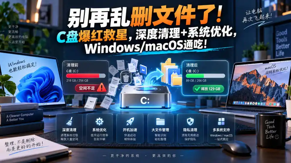别再乱删文件了!C盘爆红救星,深度清理 系统优化,Windows/macOS通吃!