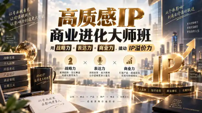 高质感IP商业进化大师班,用战略力 表达力 商业力,撬动IP溢价力