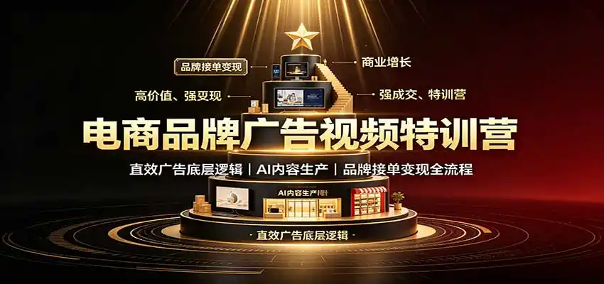 电商品牌广告视频特训:直效广告底层逻辑,AI内容生产,品牌接单变现全流程