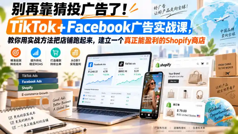 别再靠猜投广告了！TikTok Facebook广告实战课，教你用实战方法把店铺跑起来，建立一个真正能盈利的Shopify商店【原创双语字幕】
