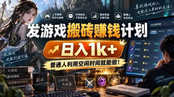 发游戏搬砖賺钱计划,日入1k ,普通人利用空闲时间就能做!【揭秘】