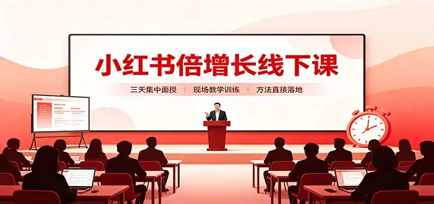 小红书倍增长线下课:三天集中面授,拆解选品、素材制作与起号全链路